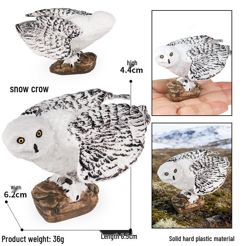 Solid Snowy Owl Animal Model - Children's Educational Toy and Ornament