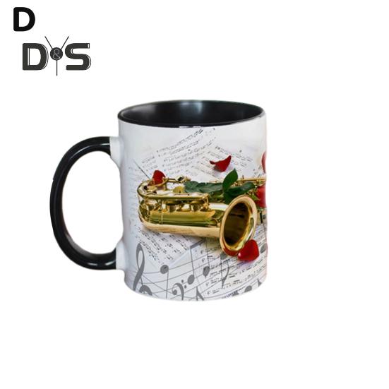 Hudební hrnek na kávu Keramická novinka šálek na noty Velká kapacita 350 ml Kytara Klavír Housle Hrnek na horké nápoje Hudební dárek pro milovníky hudby Home