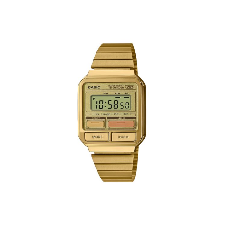 Casio Life Waterproof Quartz Movement Stainless Steel Strap Watch Men Watches Gold A120WEG-9A Gold Dial