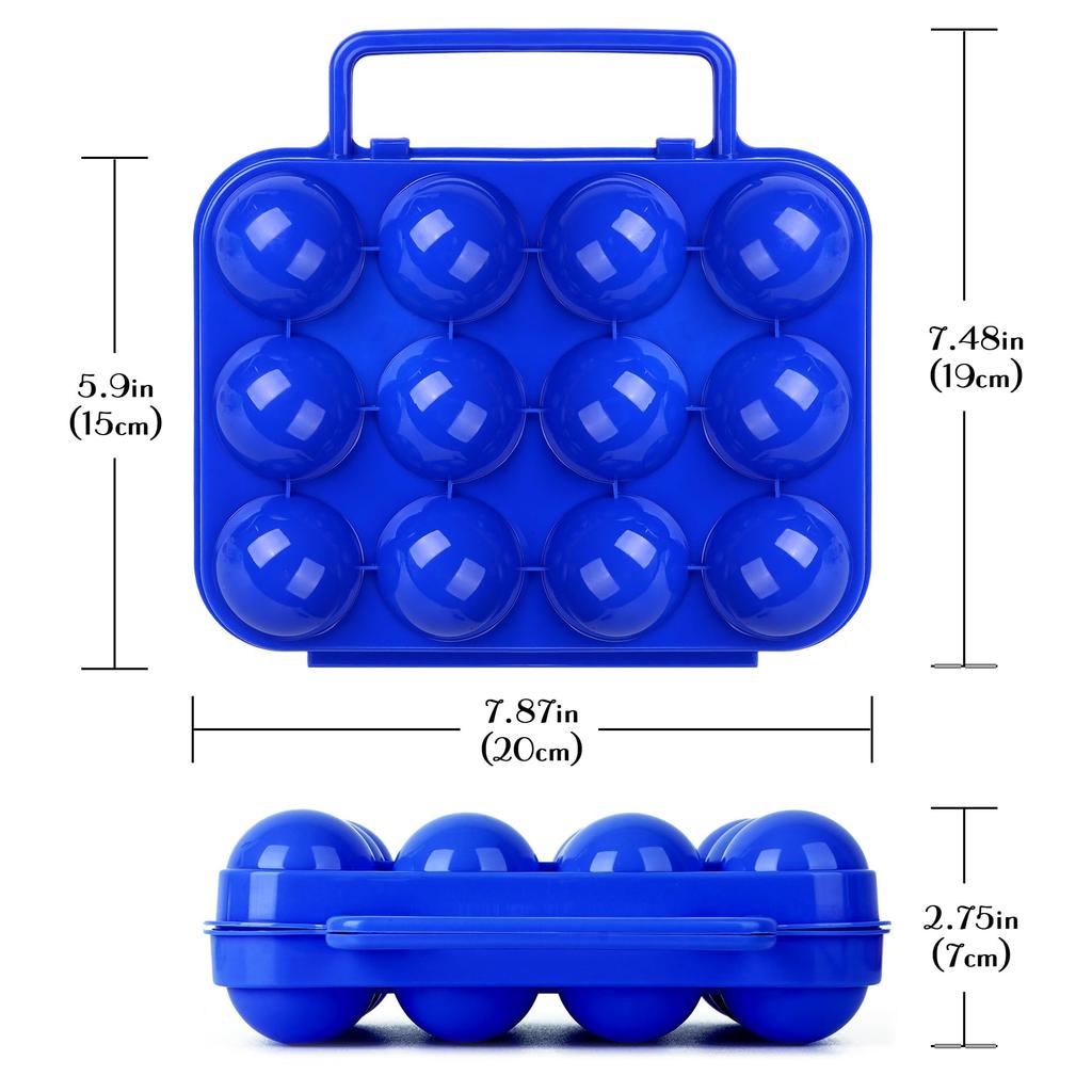 JANKOW Set of 2 24-Grid Portable Egg Holders with Handles, Egg Carriers, Egg Containers for Travel, Outdoor Hiking, and Picnics (Green and Blue)