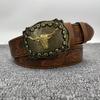 Western Cowboy Large Buckle Belt - Youth Trendy American Street Style Leather Waistband
