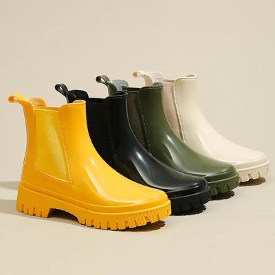 Modne buty przeciwdeszczowe damskie wodoodporne botki Chelsea grube kalosze ogrodowe robocze gumowe buty damskie olejoodporne antypoślizgowe obuwie kuchenne