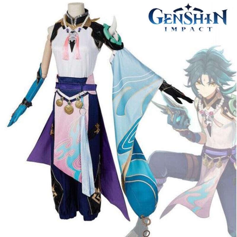 Genshin Impact Xiao Cosplay Costume Wig Halloween Carnival Party Props Adult
