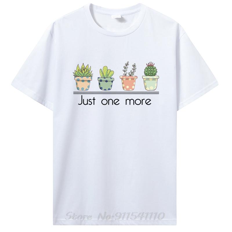 Just One More Plant Print T-shirt Casual Fitness T Shirt Cotton Tops Tees Men's Clothing Oversi