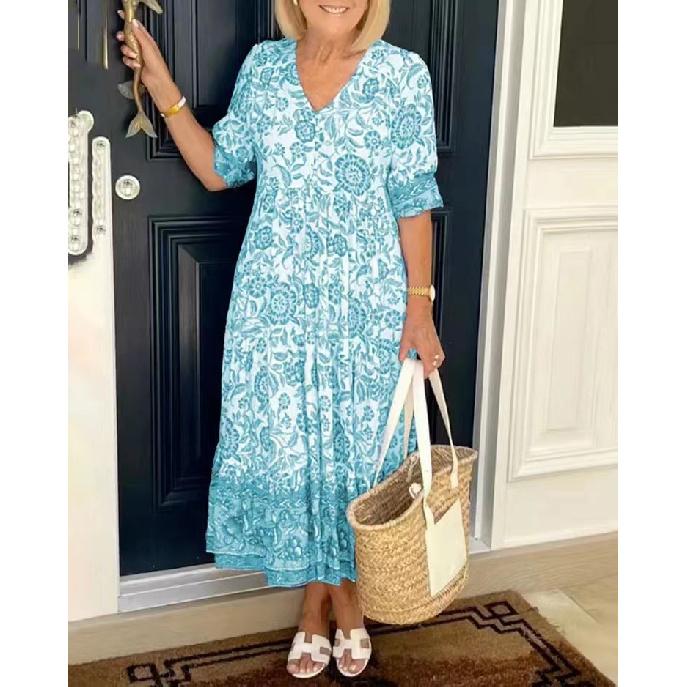 New Women'S Clothing Daily Temperament Elegant Casual Pure Desire Sexy Printed Jumpsuit Long Skirt Light Dress High-End Party Dress