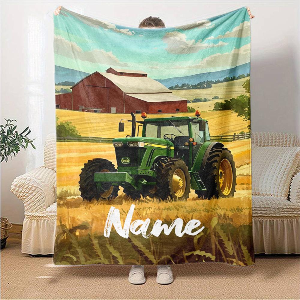 Custom Name Truck Theme Printed Blanket - Perfect for Couch, Bed, Travel & Outdoor Use | Machine Washable, Cozy & Durable.
