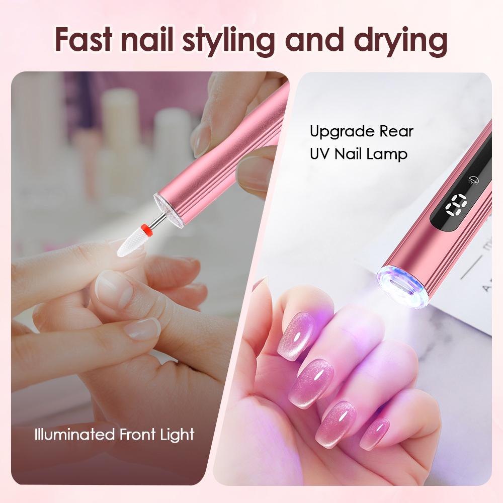 Professional Manicure Pedicure Kit Wireless Nail Drill Machine with UV Light Electric Nail File Set Nail Milling Cutter Polisher