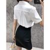 Women's Short Sleeve V-Neck Professional Chiffon Blouse