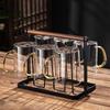 Handun Glass Cup Set with Wood Handle & Holder