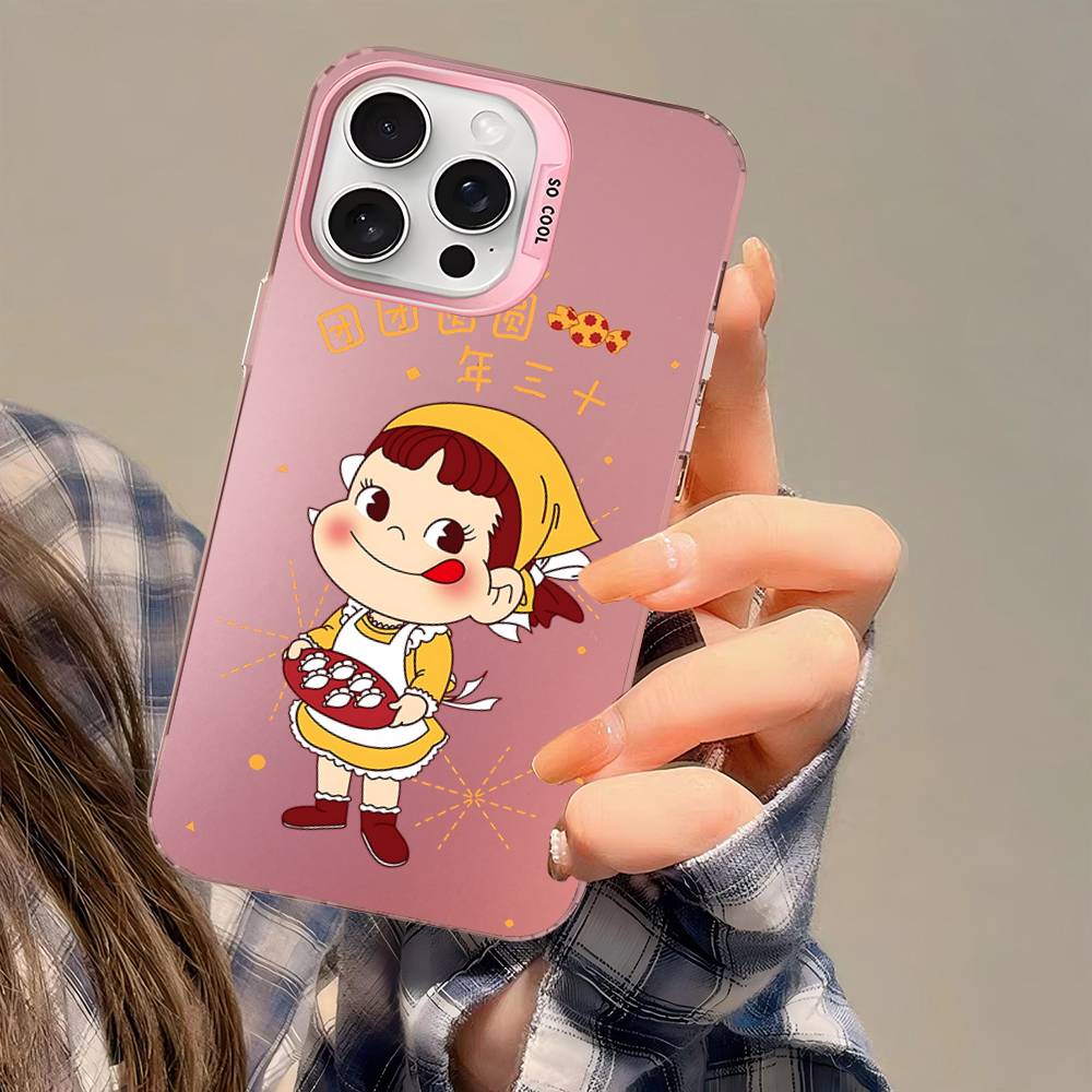 Fujiya Milky Peko-Chan Phone Case For IPhone 17 16 15 14 13 12 11 Pro Max Color Black Matte Cover