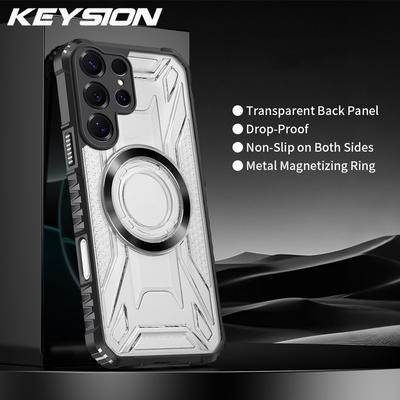 KEYSION Прозорий магнітний чохол для Samsung S25 Ultra 5G S24+ Plus S24 FE Ударостійка задня кришка телефону для для Galaxy S25 Edge