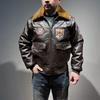 TOP GUN American G Leather Flying Jacket Men's Lamb Collar Lapel Top Sheepskin Men's Leather Jacket