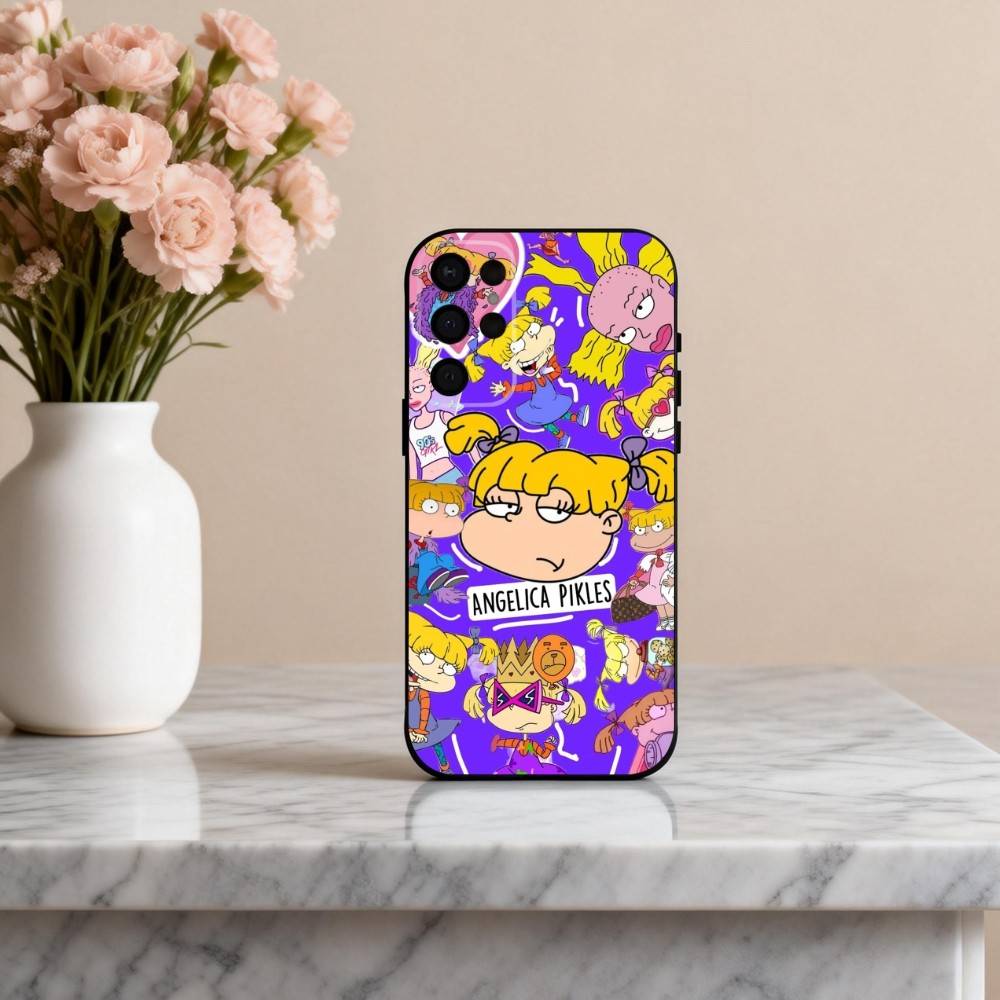 R-Rugrat-T C-Chuckie A-Angelica Phone Case For Samsung S25,24,23,22,30,21,10,9,Ultra,Plus,Lite,FE,4,5 G Soft Black Case