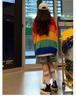 Unisex High-End Knitted Rainbow Cardigan with Zipper