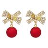 Cross-border Trendy Red Bow Stud Earrings - Versatile, Simple & Sweet Christmas Ear Accessories