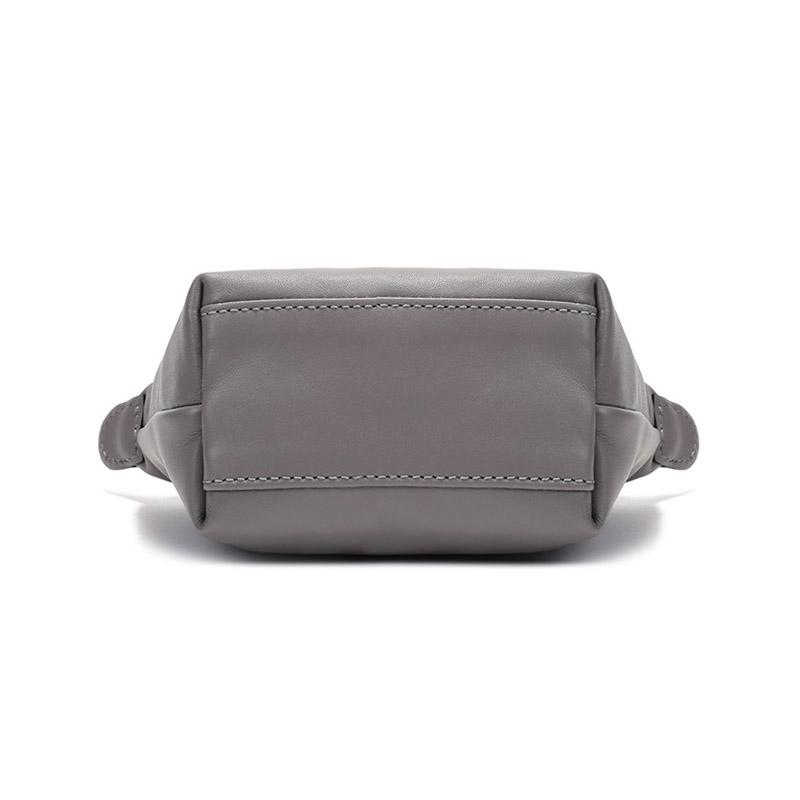 Longchamp Le Pliage Cuir Minimalist Fashion Solid Color Lambskin Dumpling Bag Tote Shoulder Crossbody Mini Women bags Dove-Gray 10147757P55