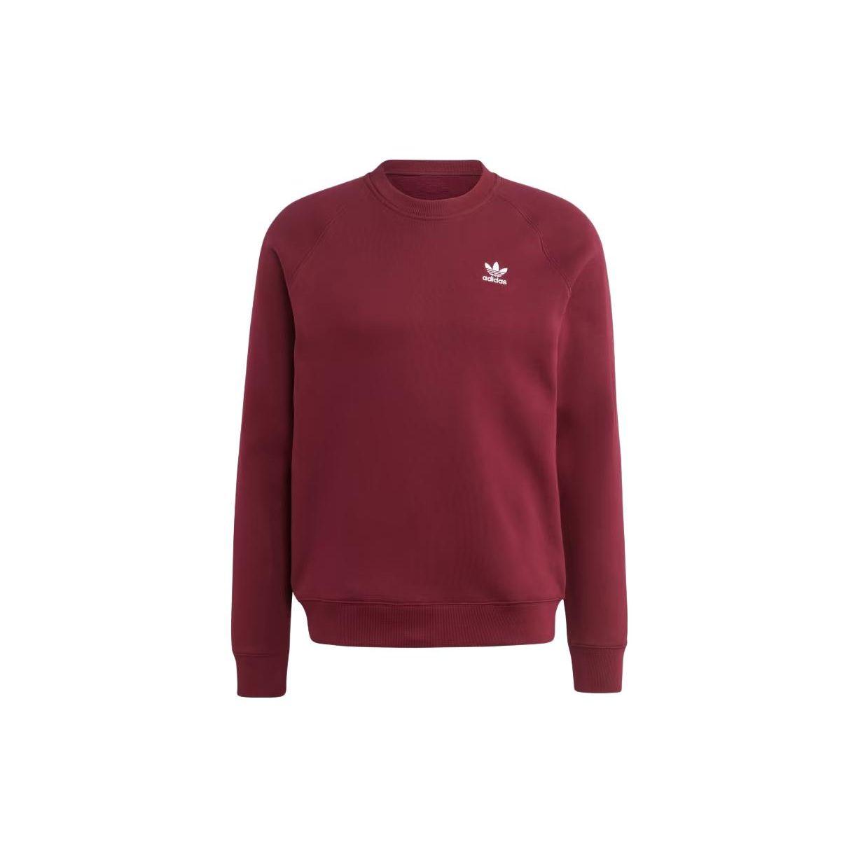 Adidas Originals Trefoil Essentials Crewneck Solid Logo Long Sleeve Sweatshirt Men tops Burgundy II5793 M