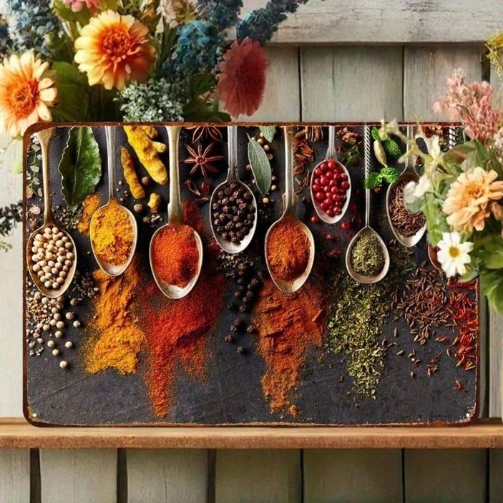 Vintage Metal Spice Tin Sign 20x30cm Wall Decor for Kitchen Cafe Bakery