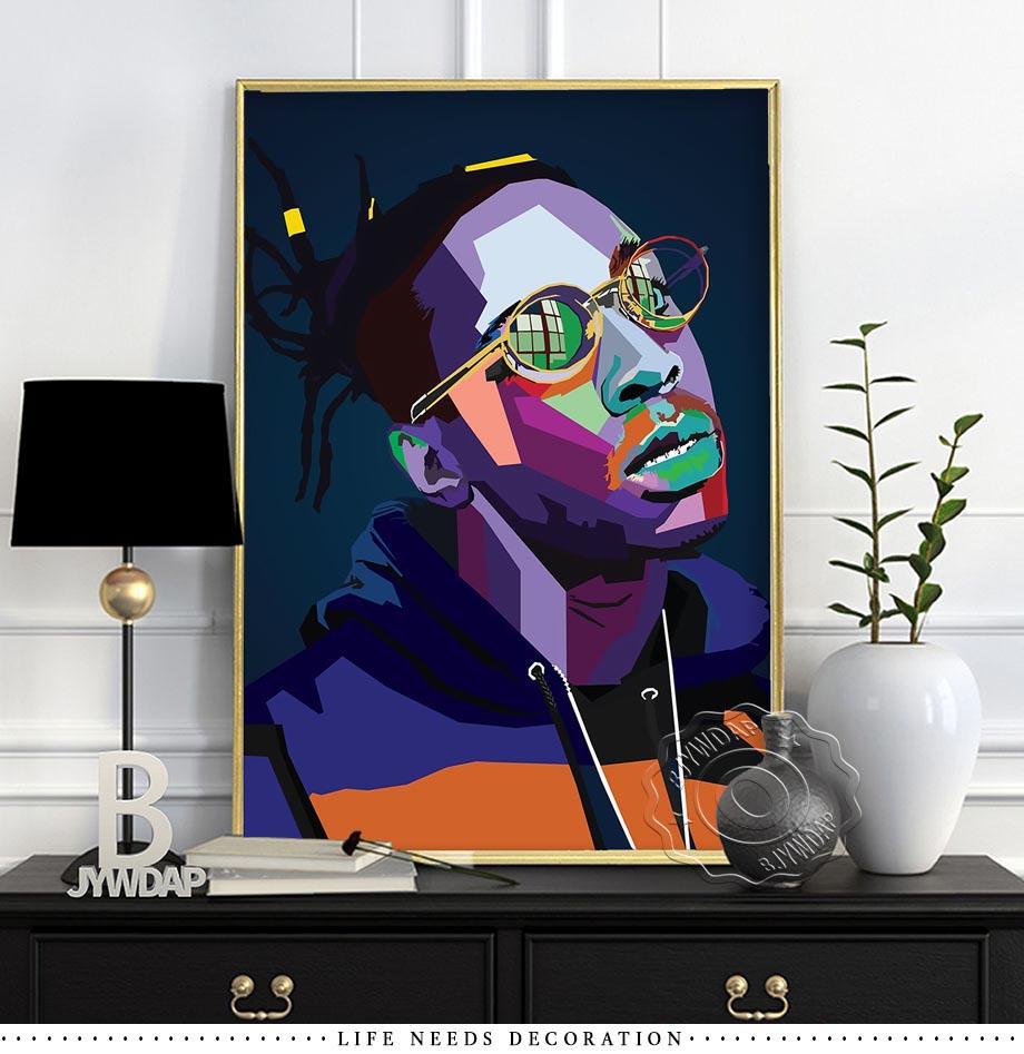 Poster e Stampe di Star della Musica Rap Astratta Moderna Hiphop Rapper Arte da Parete Quadri da Parete Pittura su Tela per Decorazione Domestica Senza Cornice