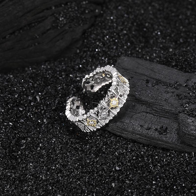 

Кільце Craft S925 Sterling Silver із золота та срібла контрастного кольору з пустою зіркою, жіноче кільце Seiko з шліфованим діамантом і вказівним пальцем