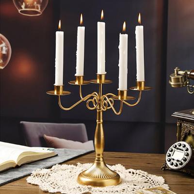 Vintage Iron Art Candle Holder Decoration Detachable 3/5-Arm Candlestick Home Office Living Room Metal Taper Candle Stand Table Centerpiece Ornament