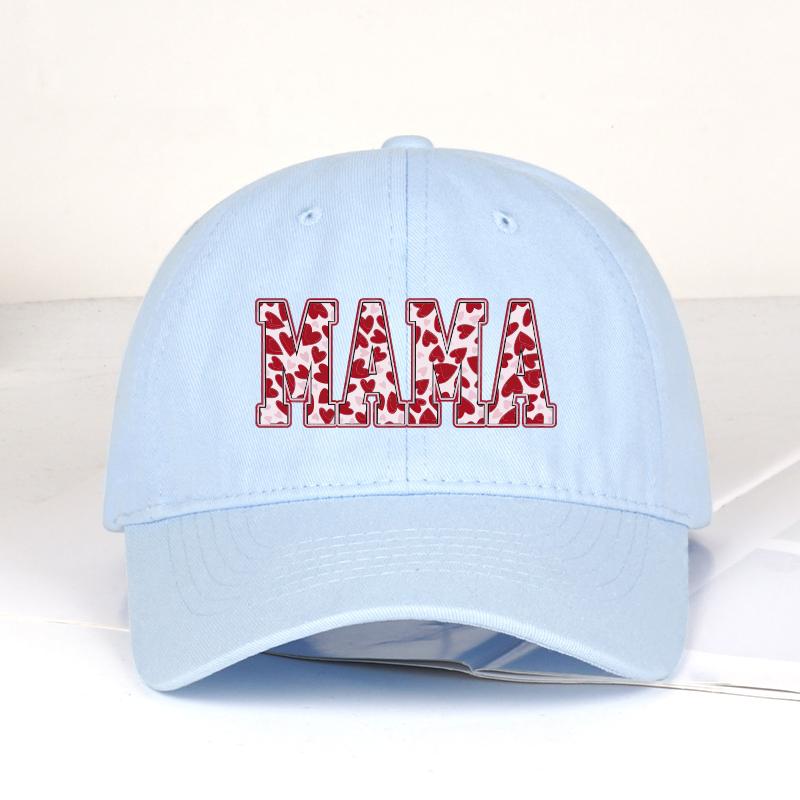 MAMA Heart Print Baseball Cap WoUnisex Vintage Washed Cotton Adjustable Dad Hat Mothers Day Casual Sun Hat