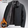 Woodpecker Men's Fleece-Lined Winter Jacket: Thick, Cotton-Padded, Cold-Proof Coat for Middle-Aged and Elderly.