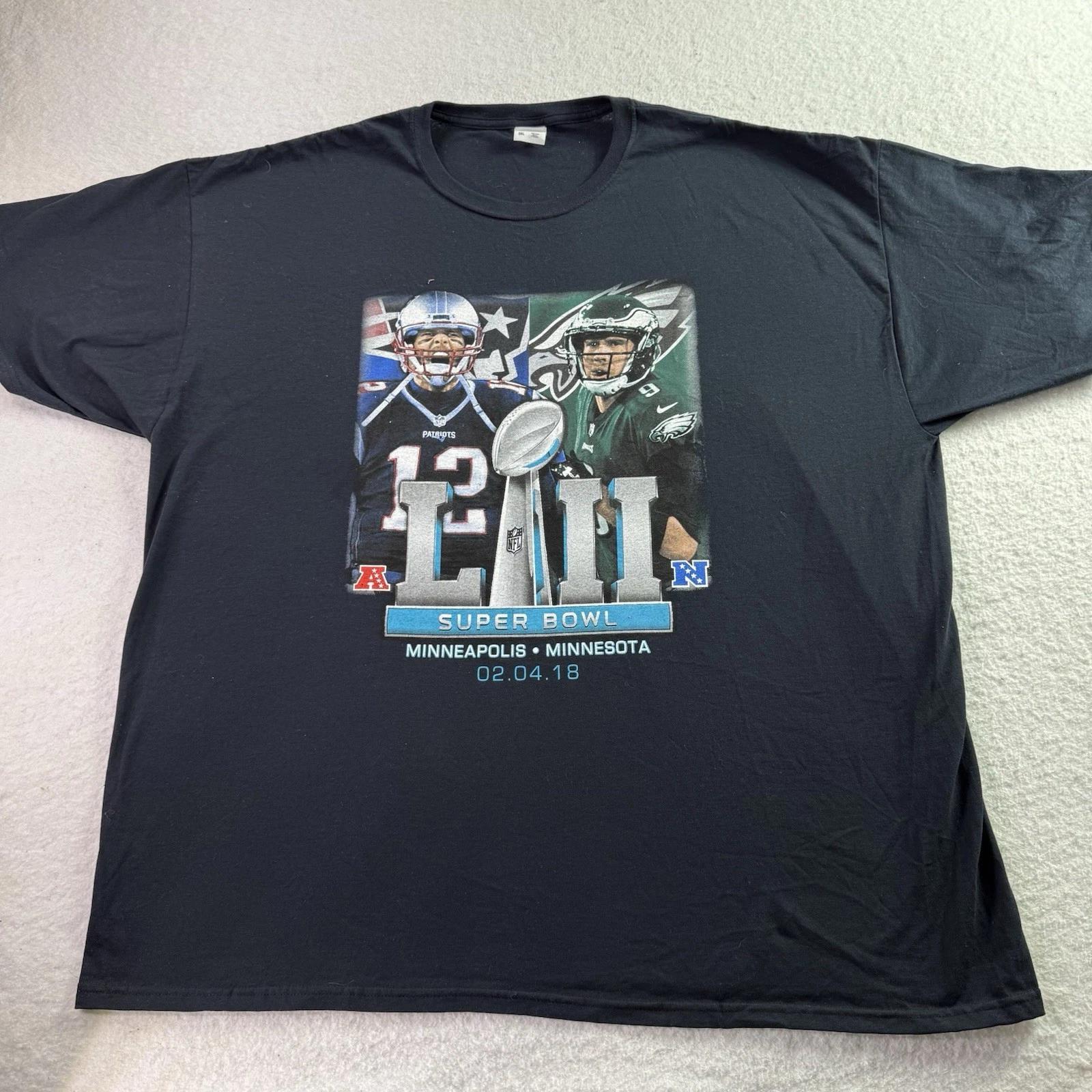 NFL Super Bowl LII Patriots vs Eagles Men s Double Sided T-Shirt Size 3XL EUC 3XL