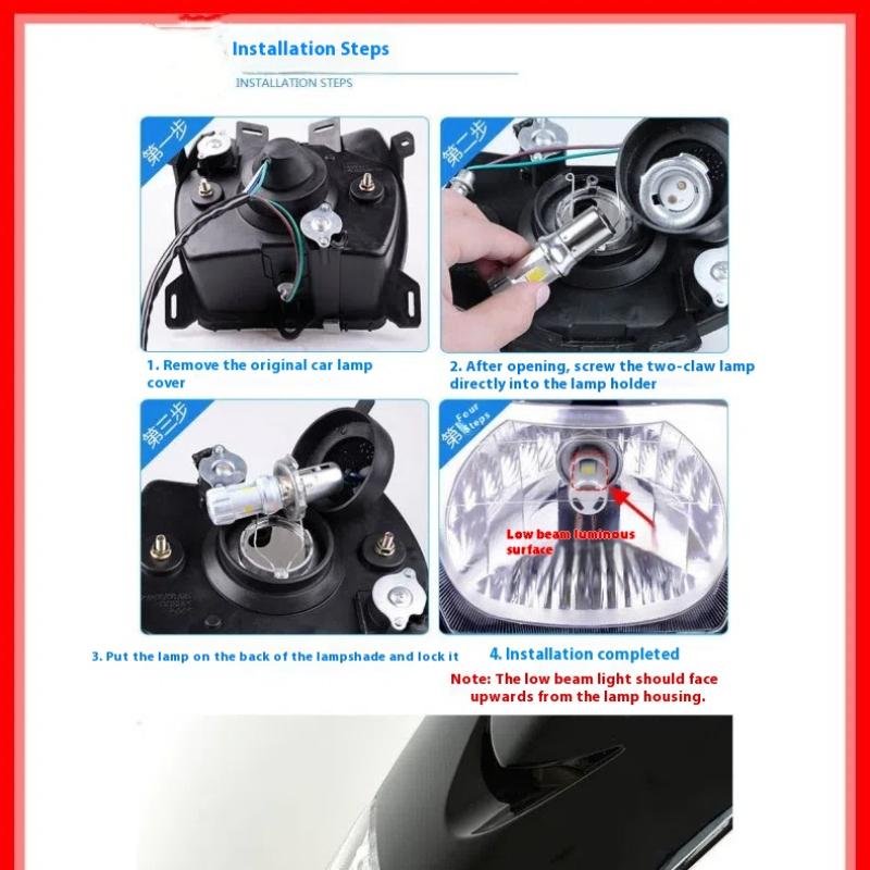 Led Motorcycle Light Moto Accessories 3000K+6000K 12V Headlight Bulbs Dual Color Auxiliary Spotlight Lamp
