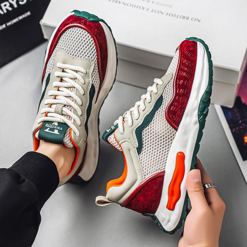 

2025 men s shoes summer breathable new mesh casual sports shoes thin versatile dad fashion trendy shoes Forrest Gump shoes 44 помаранчевий