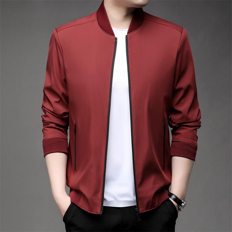 Men's Solid Color Long Sleeve Casual Business Jacket for Middle-aged Dads