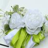 Realistic Faux Floral Arrangement Set For Bridal Vehicle Decoration In White Green Color Scheme