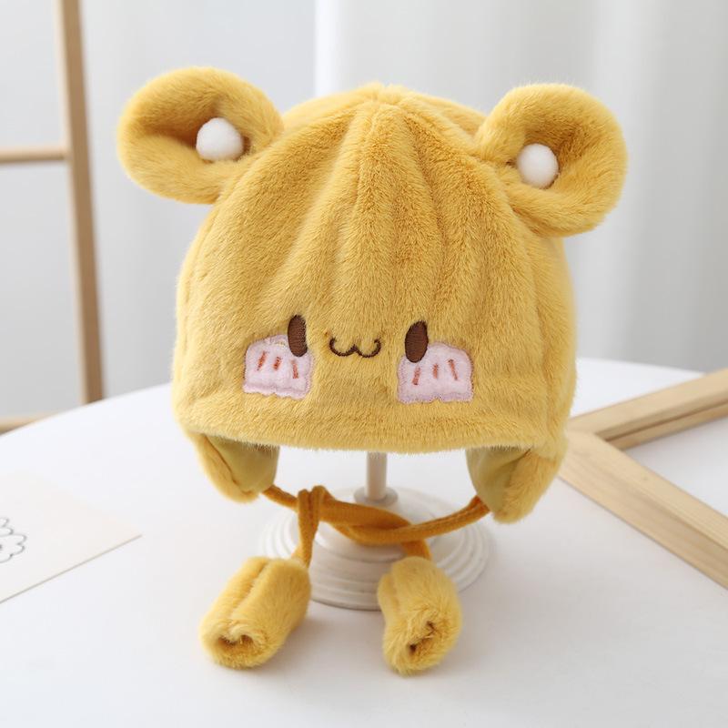 Infant hat winter new cute super cute cartoon plush pullover hat boys and girls baby warm ear hat tide
