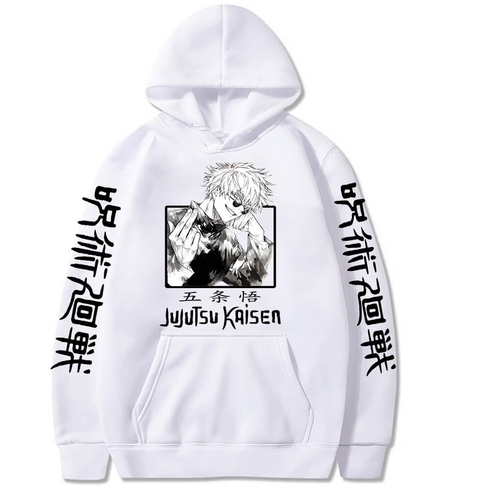 Japan Anime Jujutsu Kaisen Gojo Satoru Printed Hoodies Sweatshirt Casual Loose Long Sleeve Autumn Winter Men Clothes
