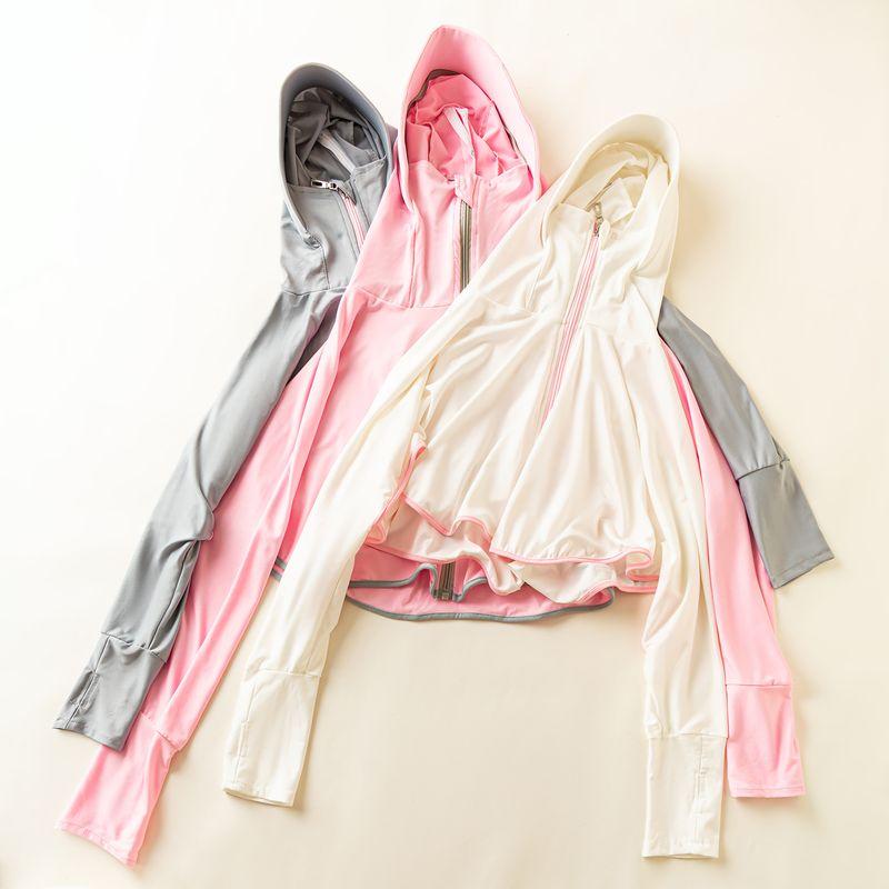 

Летняя экспортная повседневная верхняя одежда, одежда для защиты от солнца, худи на молнии, однотонная, для велоспорта, свободная, короткая, куртка с защитой от УФ-лучей Pink S