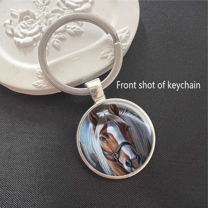 Stallion Pattern Round Metal Pendant Keychain - Hot-Selling Charm Gift