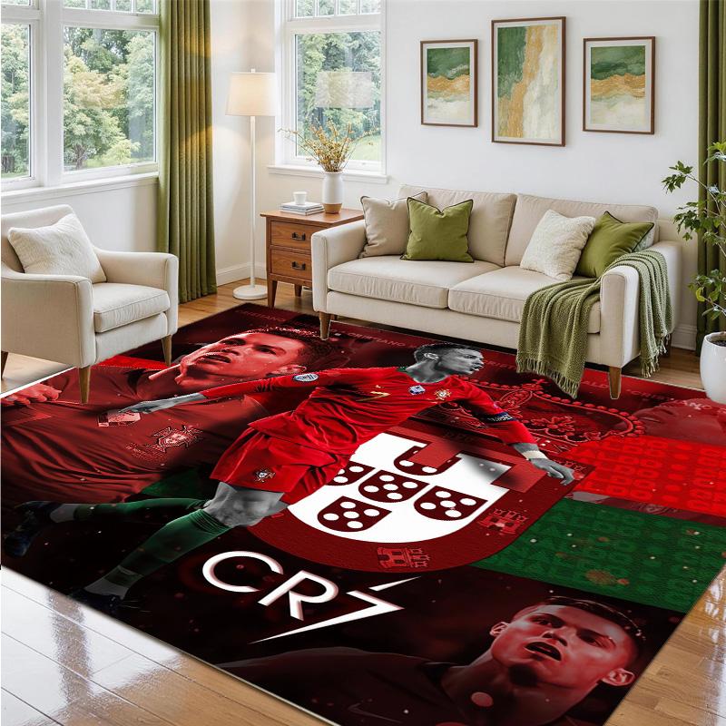 Cristiano Ronaldo Design Crystal Velvet Rug Soft Decorative Mat for Bedroom Entrance
