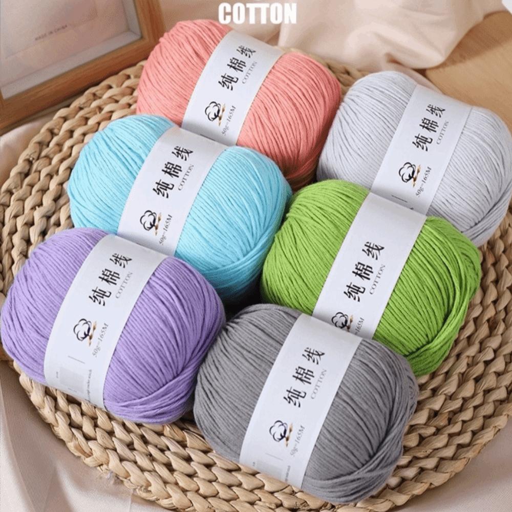 50g Nuovo Filato di Puro Cotone di Spessore Medio per Maglia Fai da Te Filato di Cotone Pettinato Amico della Pelle Filato Morbido per Maglia a Mano Estate Primavera