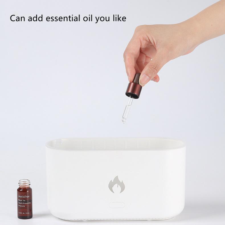 Flame Aroma Diffuser Humidifier with Night Light - Ideal Creative Gift for Home, Bedroom, Family, and Friends.