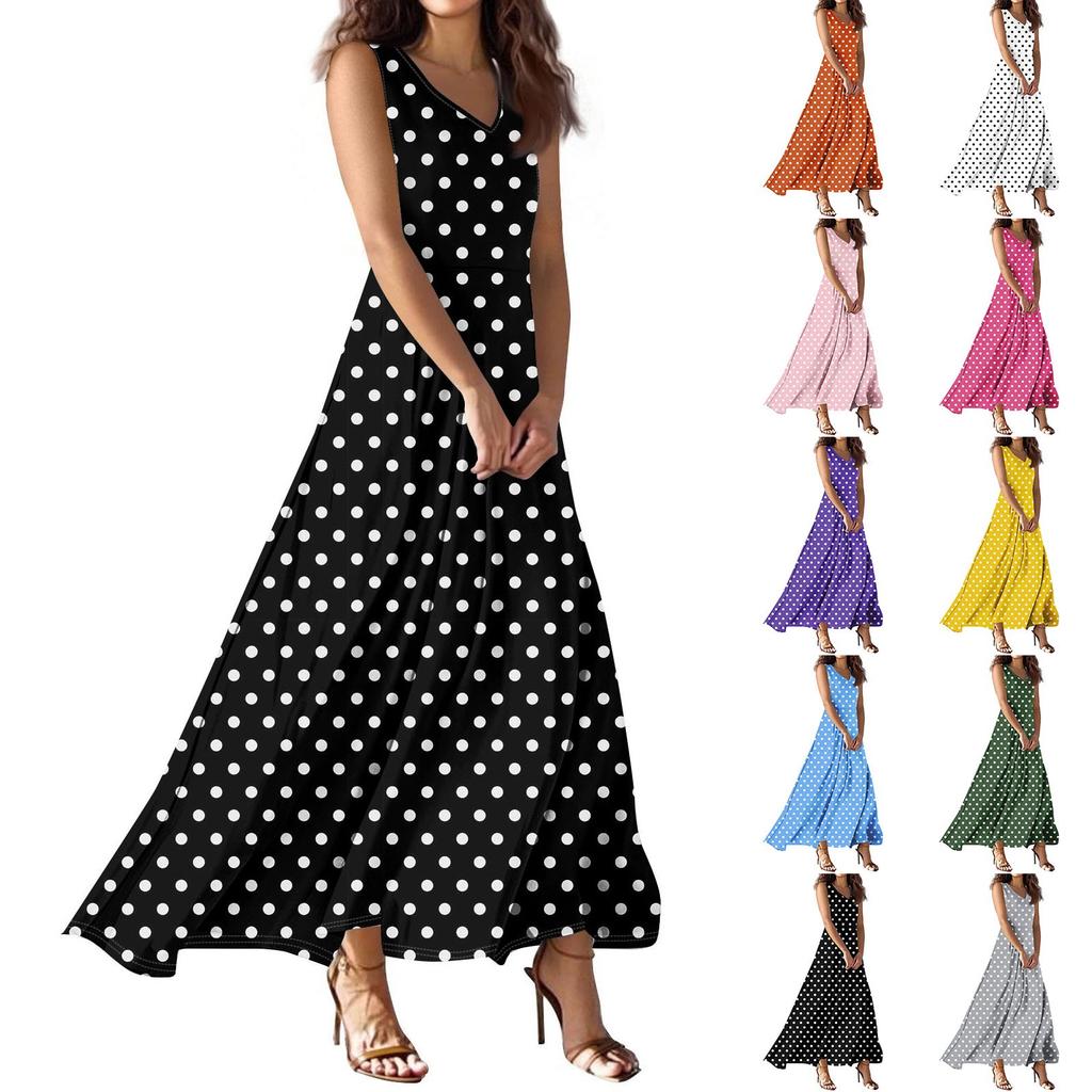 Women's Summer Casual Fashion  Dress V Neck Sleeveless Dress