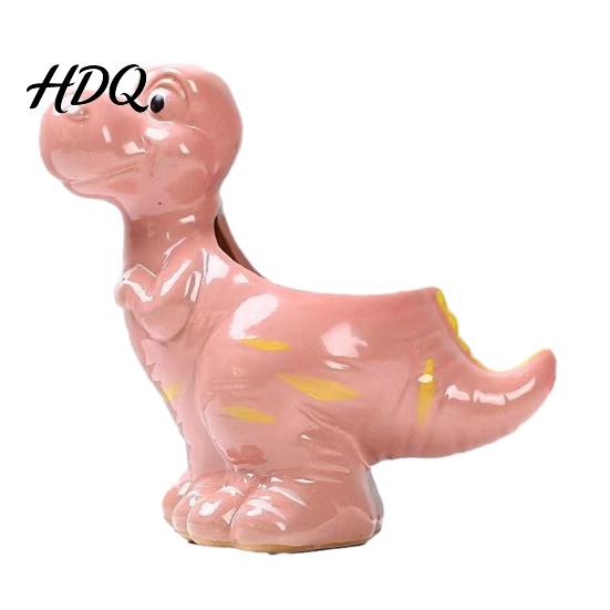 Creative Ceramic Planter for Desk Dinosaur Planter Cartoon Flower Pot with Drainage Hole Cute Small Succulents Windowsill Dino Plant Succulents,