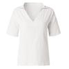 2026 Spring/Summer V-neck Cotton Linen Loose Mid-Sleeve Solid Women's Shirt