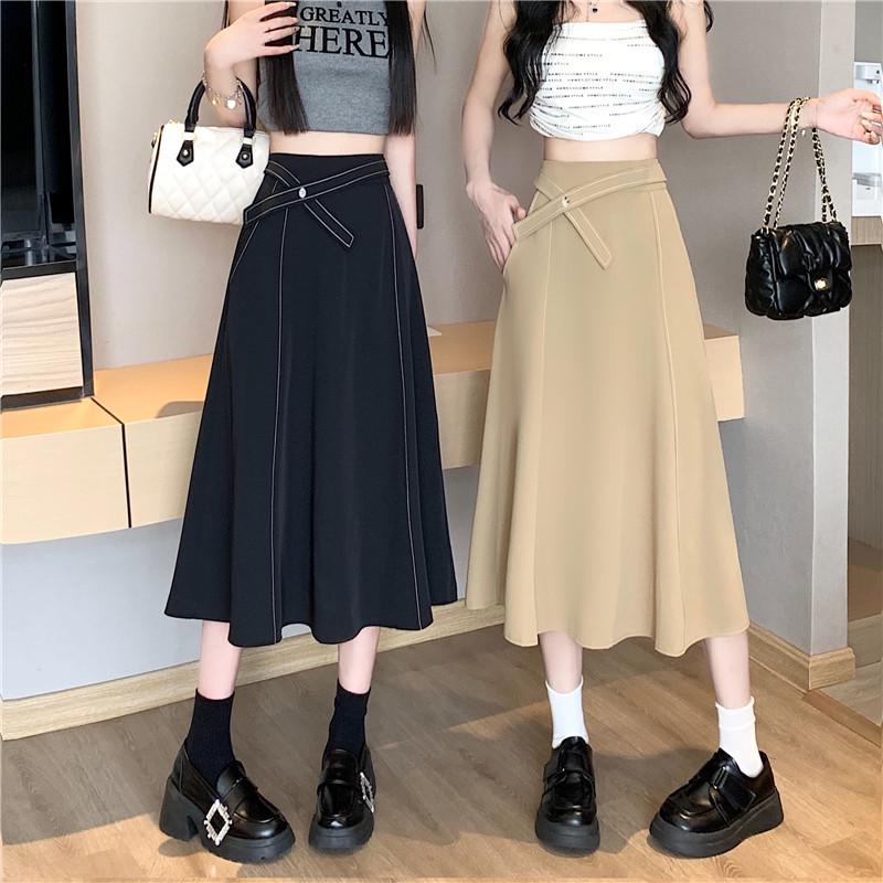 Plus Size High-Waisted A-Line Midi Skirt - New Style, Hip-Covering, Slimming Umbrella Design for Women