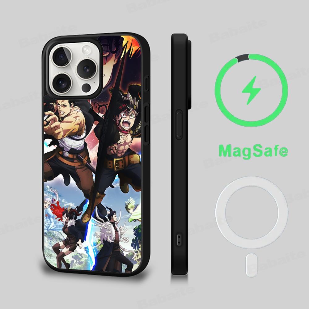 Black Clover Phone Case Magnetic Case For IPhone 18 16 14 13 12 11 15 Pro Max Plus For Magsafe Wireless Charge Cover