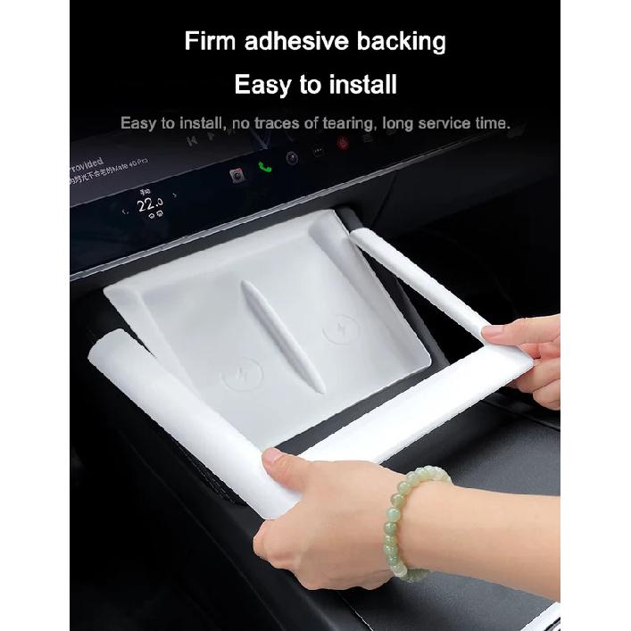 For Tesla Model 3 Highland 2024 Wireless Charging Frame Protector Wireless Charging Non-Slip Mat Center Console Panel Sticker