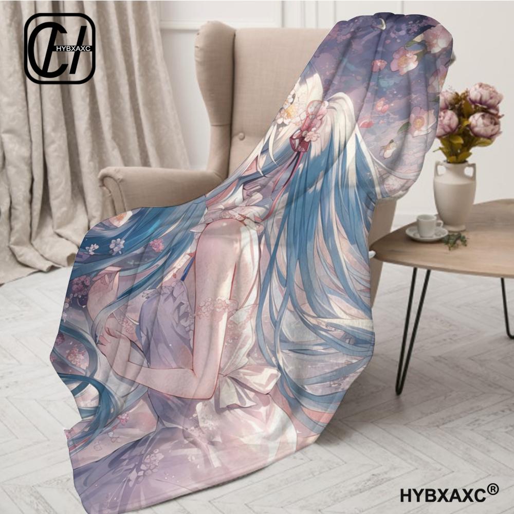 Throw Blanket Aesthetic Portable Home R18+Hatsune Travel Camping Miku Sofa Picnic Thick Warm Flannel Blanket