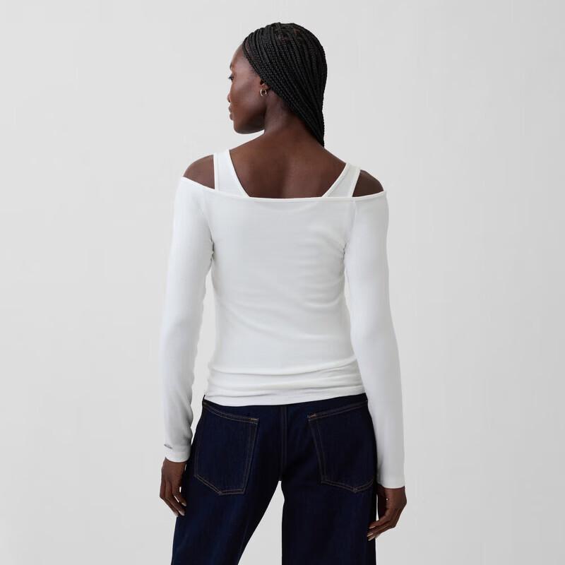 GAP Women's Cotton Modal Blend Off-Shoulder Long Sleeve Top