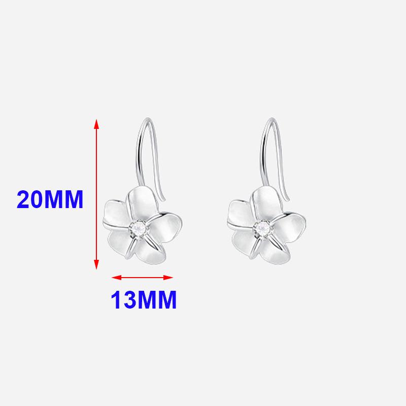 Real 925 Silver Zircon Flower Ear Hook Stud Earrings For Women Elegant Plant Fine Jewelry Light Accessory