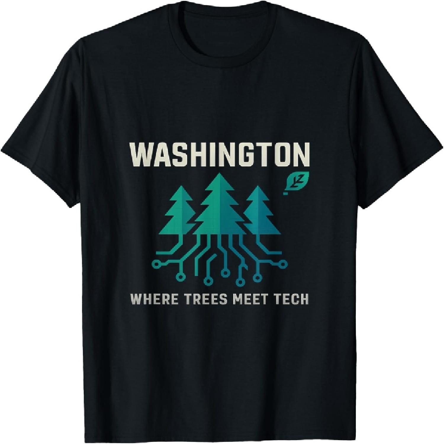 

Washington Where Trees Meet Tech State Pride Design T-Shirt XXXXXL різнокольоровий