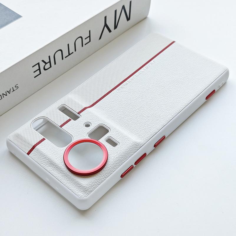 Metal Lens Ring Raised Faux Leather Back Phone Case For ZTE Nubia Z80 Ultra ZTE Z70s Z70 Ultra RedMagic 11 Pro Protect Cover